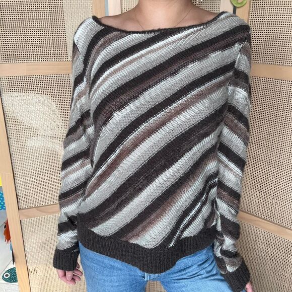 caslon vintage striped brown sweater gradient size medium wool blend - Picture 1 of 7